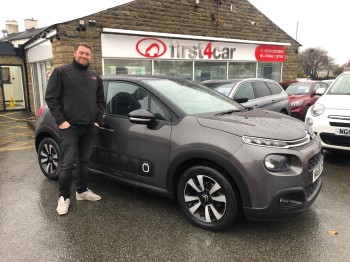 Justin from Sheffield collecting his daughters new car